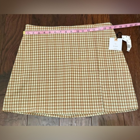 🍃NWT Originality Beige & Brown Gingham Mini Skirt Size XL Made in the USA - Picture 4 of 8